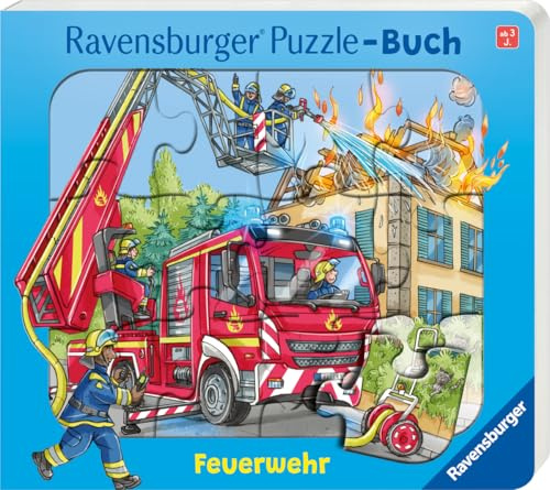 Ravensburger ® Puzzle-Buch: Feuerwehr - Kinderbuch ab 3 Jahren, Puzzle mit jeweils 12 Puzzle-Teilen, Rahmenpuzzle-Buch