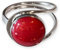 Fly Style Ring Silber 925 Damen, offener Ring größenverstellbar, 925 Silber Ring mit Muschel oder Stein Inlays, Farbwahl:rot