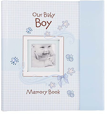 Christian Art Gifts Boy Baby Book of Memories Blue Keepsake Photo Album Our Baby Boy Memory Book Baby Book with Bible Verses, the First Year