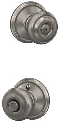 Schlage F40 GEO 619 Georgian Door Knob, Bed & Bath Privacy Lock, Satin Nickel
