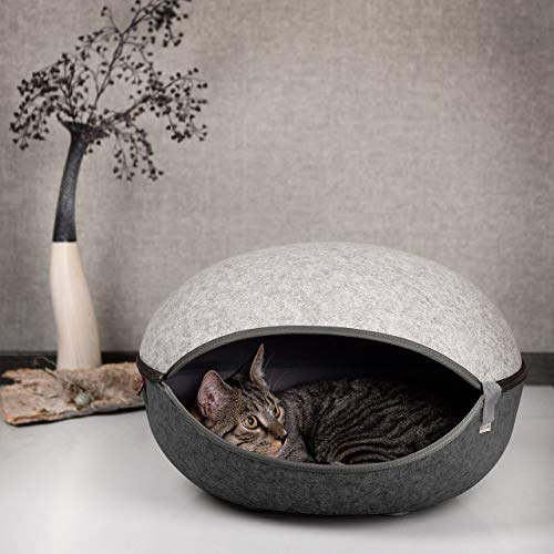 CanadianCat Company | Katzennest, Katzenhöhle in Zwei Grautönen - das Katzenbett mit Stil ca. 52 x 45 x 33 cm