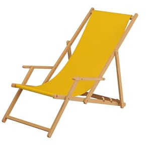 Erst-Holz Liegestuhl Deckchair gelb klappbare Sonnenliege Gartenliege Strandstuhl Gartenmöbel 10-302 N KH