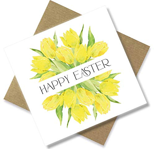 Punkcards - Easter Card - Easter Wishes Greeting Card - Watercolour Floral - Religious Easter Card for Friend or Family