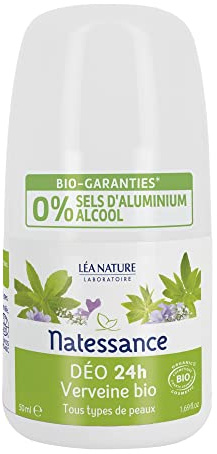 Natessance - Deodorant 24H – Bio-Eisenkraut – zertifiziert Bio Cosmos Organic – Roll-On Flasche 50 ml