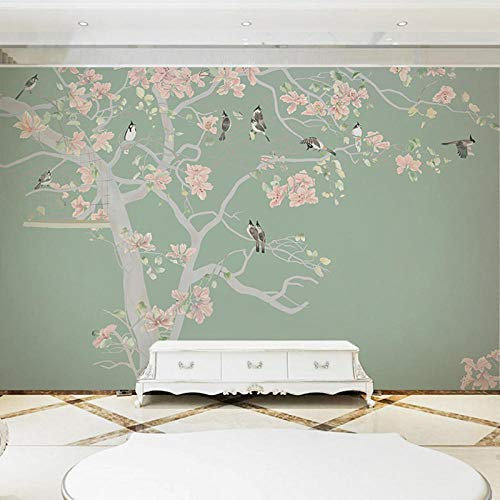 Papel tapiz de estilo chino, sala de estar, TV, decoración de fondo, papel tapiz, retro, flor y pájaro, mural de 8 M, revestimiento de paredes, personalización sin costuras-450cmx300cm