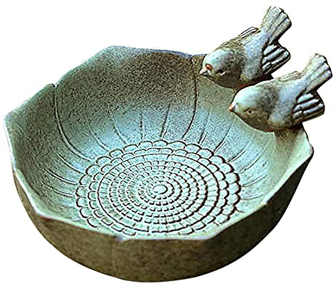 Bird Bath Bowl, Ceramic Bird Bath, Bird Feeding Bowl Toy for Yard Garden Decor, Petal, Bird Feeder, Water Bowl, Wild Bird Feeder,6.30x6.30 .15inch
