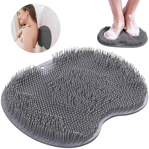Brosse de massage pour la douche, Tapis de massage en silicone antidérapant pour les pieds et le dos de douche, Nettoyeur de pieds avec ventouses antidérapantes exfolie les peaux mortes
