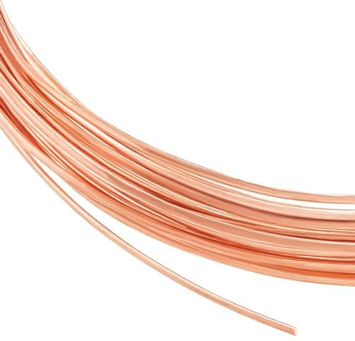 BENECREAT 23 Gauge 20 Feet Half Round Copper Wire, 0.6mm Wide Copper Beading Wire for Crafts Making Supplies