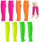 BNGXR Leg Warmers Sweatband Set, 4 Pieces 80s 90s Women's Leg Warmers Legwarmers Neon Stockings Knit Aerobic Costume Accessories for Theme Party Carnival Dance, Yellow, Green, Pink, Orange