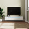 SUNXURY TV Schrank Weiss TV Lowboard Hängend mit LED-Leuchten, TV Schrank Hochglanz Weiß Griffloses Design 160 x 35 x 30 cm Holz Wohnzimmer