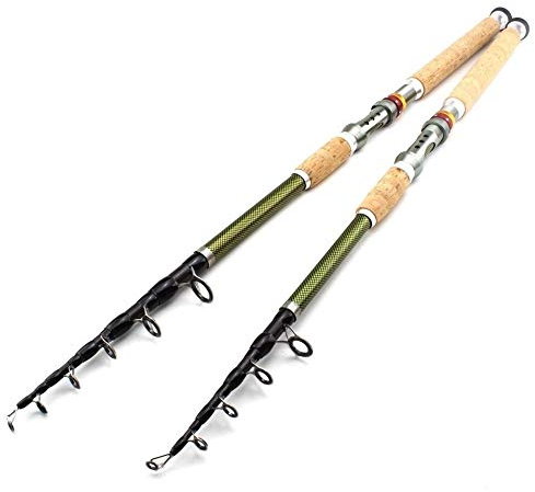 KURTIK Angelrute,Teleskop Angelrute 2.1m 2.4m 2.7m 3.0m 3.6m Teleskop Angelrute Carbon-Holzgriff Spinnrute Extra Heavy Karpfenangeln Pole Sea Tackle (Size : 3.6M)