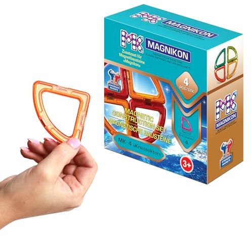 MAGNIKON Magnetische Bausteine Ersatzset - Montessori Spielzeug ab 3 Jahre, Magnetspiel Kinder, Magnetbausteine, Geschenk für Mädchen und Jungen, Montessori Spielzeug Bauklötze (Kreissektoren 4 STK)