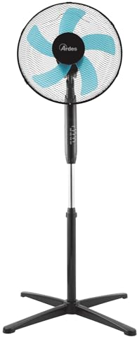 Ardes - AR5ST40PNR Ventilateur sur pied avec télécommande STEELO 40PNR - Base 40 cm oscillante avec inclinaison réglable - Ventilateur sur pied silencieux 3 vitesses, Zibeline