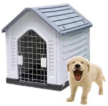 Casa para Perros Exterior Impermeable Casa para Mascotas Refugio para Perros Plegable y Portátil Caseta Perro Grande Exterior con Puerta Techo Corredizo Ajustable(67x52x60cm)