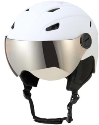QSTDGVPW Casco da con Visiera Integrata per Snow Sports Regolable Fit, Bianco, M
