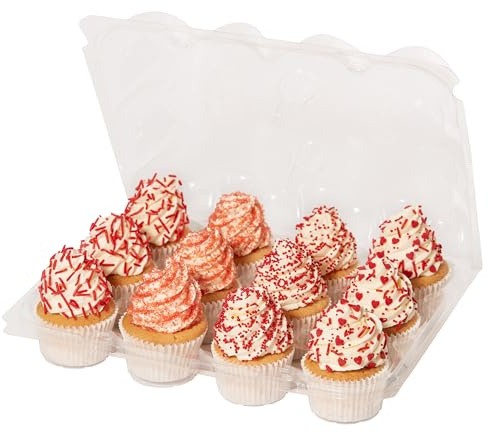 PME Pack of 3 Reusable Plastic Cupcake Container Carrier Boxes (12 cavities), Durchsichtig