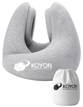 KOYON Silentrest - Cuscino da viaggio in memory foam, cuscino cervicale ergonomico per ridurre il rumore, leggero e portatile, con borsa per il trasporto, ideale per aereo, ufficio e casa