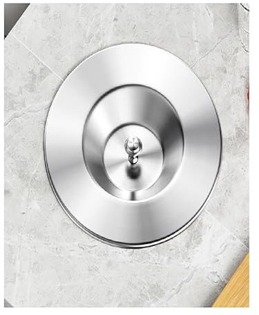 Genérico Cubo de basura redondo de acero inoxidable for encimera, cubo de basura pequeño con tapa, cubo de basura empotrado con conducto de basura integrado.