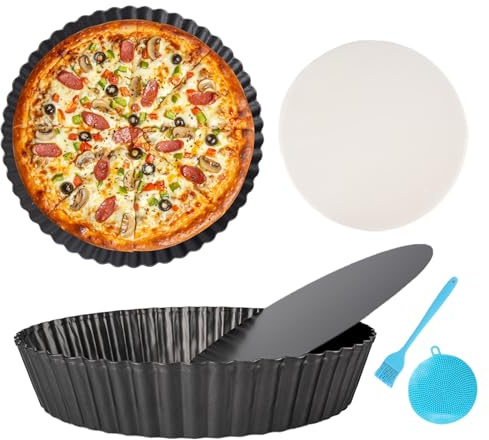 AETHERBOUND SUPPLY 2 Pack 10 Inch Pie Pan with Removable Bottom – Deep Dish Quiche Tart Pan, Nonstick Fluted Pie Dish for Baking Apple Pot Pies, Cheesecake & Desserts, Suitable for baking enthusiasts