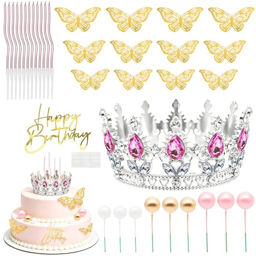 35 Pcs Corona para Tarta, Decoracion Tarta Cumpleaños con Corona