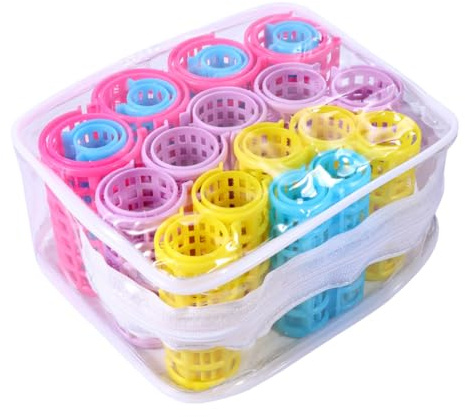 HOOWIFFY 20 Pcs Jumbo Hair Rollers Plastic Hair Curlers with Clips Light and Compact Curlers Necessary for Family Beauty Salon Use Random Color