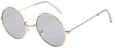 Lazzboy Frauen Männer Vintage Retro Brille Unisex Fashion Circle Frame Sonnenbrille Eyewear Klassische Lennon Runde Polarisierte Mit Schutz Paar Hippie Stil Kreis Farbige Gläser(B)