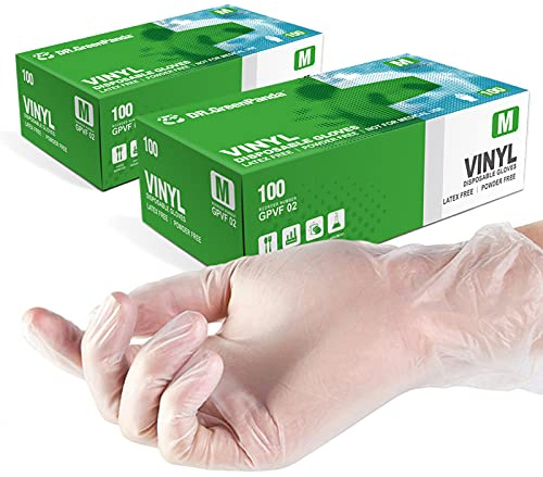 Dr.GreenPanda Medium 200pcs Clear Vinyl 3mil Disposable Food Safe Gloves for Food Service Food Prep Food Handling Cooking Cleaning Multipurpose Light Work Latex Free Powder Free Non-Sterile