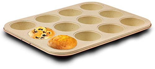 NAVA Muffinblech Muffinform mit Beschichtung aus GRANIT KERAMIK Backblech für 12 Stück Muffins Cupcakes TERRESTRIAL 35x26,5 cm