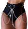 Flovel Punk Leder Körperketten Schwarz Geschichtete Taillenkette Kette Rave Sexy Körperzubehör Schmuck für Frauen