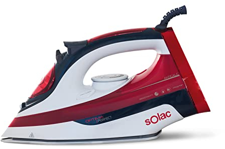 Solac - Plancha de Vapor Optima 2600W | Autolimpieza | Anticalcar | Antigoteo | 170g/min Vapor Continuo | Suela Cerámica | Depósito 380 ml | Ergonómico | Alta Durabilidad | Roja