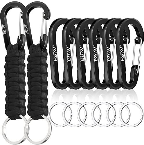 EOTW Carabiner Keychain, Small Carabiner Clip with Paracord Keychain Mini Aluminum D Ring Key Organizer