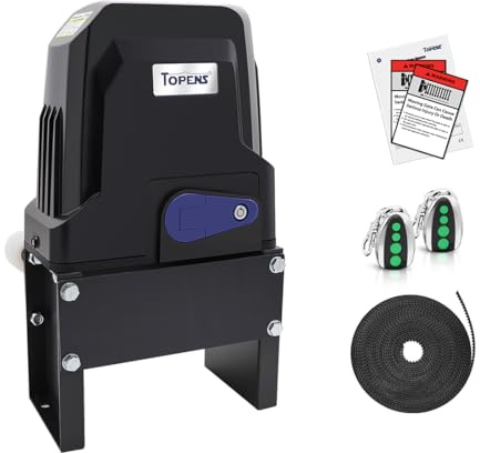 TOPENS BK800 Automatic Sliding Gate Opener Strong Belt Silent Drive Electric Gate Motor for Heavy Driveway Slide Gate Up to 1800 Pounds, Gate Operator AC Powered with 40ft Belt and Remote Control