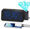Roxicosly Digital Alarm Clock Projector with FM Radio, Bedroom Ceiling Clock Projection with LED Display, 5 Dimmer Brightness, USB Charger, Loud Dual Alarm,Snooze, Weekday Weekend, Night Light