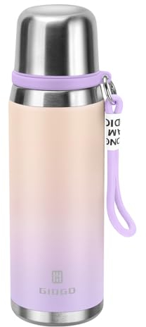 Stainless Steel Flask with Cup 700ml/23.6oz Vacuum Insulated Thermo Bottle Keep hot and Cold Water Bottles Coffee flasks.£¨Gradient Purple£©