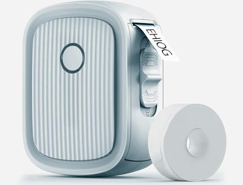 EHIOG Version Label Maker Machine with Tape,203DPI Portable Thermal Printer,Bluetooth Handheld Sticker Printer for Home Office Organization iOS Android Mini Inkless Labeler USB Rechargeable(Blue)