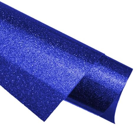 Dekaim Blue Vinyl Glitter Silver Heat Transfer Vinyl, 12 x 5ft Glitter HTV Vinyl Roll for Cricut for DIY Clothing, T-Shirts, Silver Glitter Iron on Vinyl for All Cutter Machine