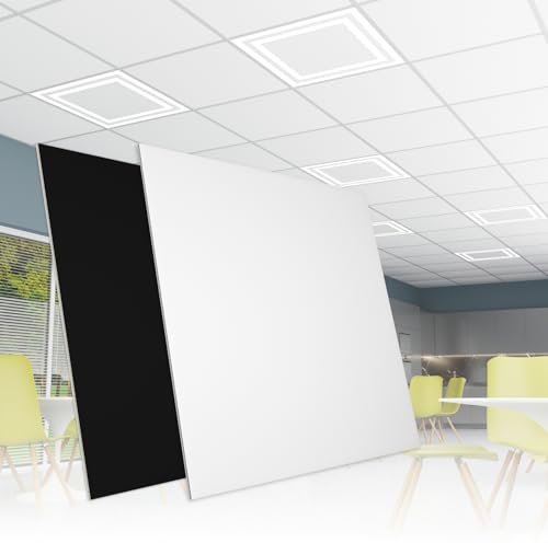 HEXIM Rasterdeckenplatten 62x62cm 20 Platten, ca. 7,68qm Deckenplatte PVC Deckenverkleidung Deckenpaneele Kunststoff Feuchtraum pflegeleicht (YDB007 - weiß mit Feinputzstruktur)