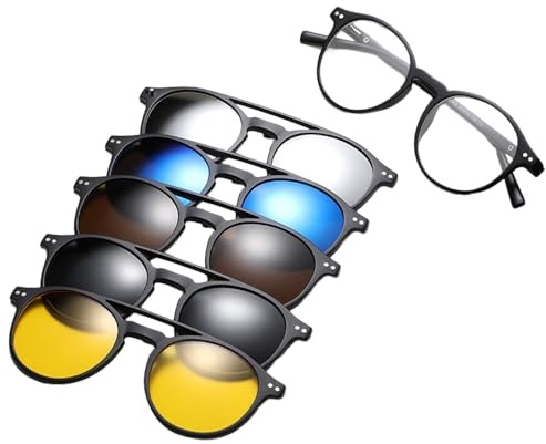 Magnético 5 Piezas Polarizado Clip En Gafas De Sol Marco De Para Paseo Nocturno, Gafas Antideslumbrante, Material Tr, ver descripción