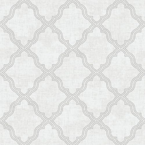 WPE® Arthouse Ornate Trellis Wallpaper Grey Metallic Silver 924801 – Stylish Textured Wallpaper – Elegant Geometric Design – Easy to Hang – Living Room, Bedroom, Hallway – 10m x 0.53m