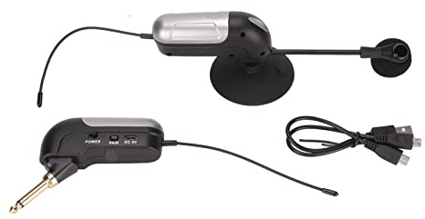 aqxreight Micrófono Inalámbrico para Instrumentos UHF con Cuello de Ganso 360° Shockproof Transmisión Estable 45m Ideal para Guitarra Violín Bajo y Más Instrumentos Musicales