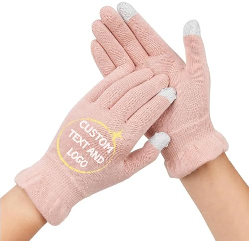 Personalised Cotton Moisture Gloves with Text and Logo Overnight Hand Beauty Gloves Touchscreen Sleep Gloves