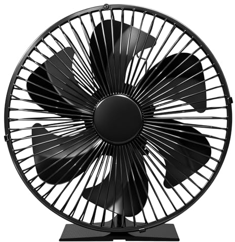 Miaton 6-Blade Stove Fan with Guard Silent Operation | Log Burner Fan Heat Powered for Wood Burner/Wood Burning/Firepalce to Improve the Efficiency by 80% | Stove Accessories