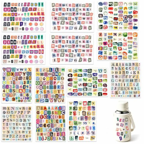 JOVYTH 846 Piezas Pegatinas Letras Vintage, Adhesivos Alfabeto Reutilizables, para Álbum Recortes, Scrapbooking y Manualidades