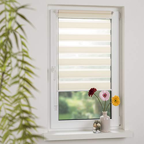 OBI Klemmfix Doppelrollo Selva Duo-Rollo Seitenzugrollo Doppeloptik | Beige | 120 x 180 cm