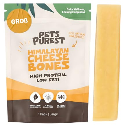 Pets Purest Barrita Masticable de Leche de Yak del Himalaya Grande - para Todas Las Edades Incluidos Cachorros y Mayores - Barrita Dental para Perros con Proteínas y Calcio - para Cuidar los Dientes