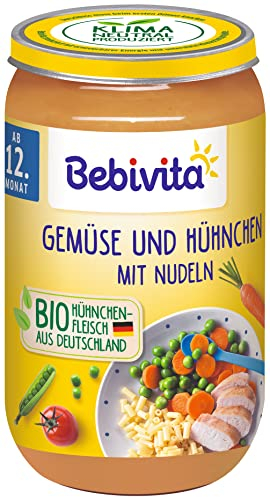 Bebivita Menüs ab dem 12. Monat Gemüse und Hühnchen mit Nudeln, 6er Pack (6 x 250g), Mittel