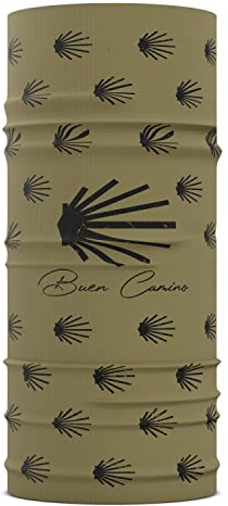 Buen Camino Multifunktionstuch olive/schwarz – Ultraleichtes Schlauchtuch für den Jakobsweg, Bandana mit Cooling Effekt, schnelltrocknend, nahtlos, atmungsaktiv