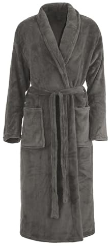 Brandsseller Peignoir Unisexe en Microfibre XXL/3XL – Robe de chambre douce avec Col châle pour femme et homme – Sortie de bain idéale pour la Maison, le Voyage ou le Spa – Gris