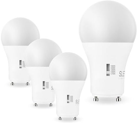 SLEEKLIGHTING | 5.5w, 40W Eq, GU24 Base LED 2 Prong Light Bulbs, UL Approved, 120v, Mini Twist Lock, 5CCT (2700K-5000K) Dimmable - Replaces Spiral Self Ballasted CFL Two Pin Fluorescent Bulbs (4PK)