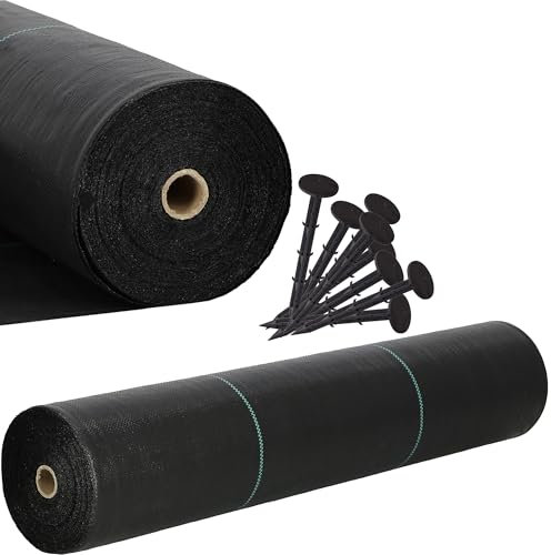 SPRINGOS Toile anti-mauvaises herbes en non-tissé de jardin 0,8 x 100 m 70 g/m² avec ancrage au sol